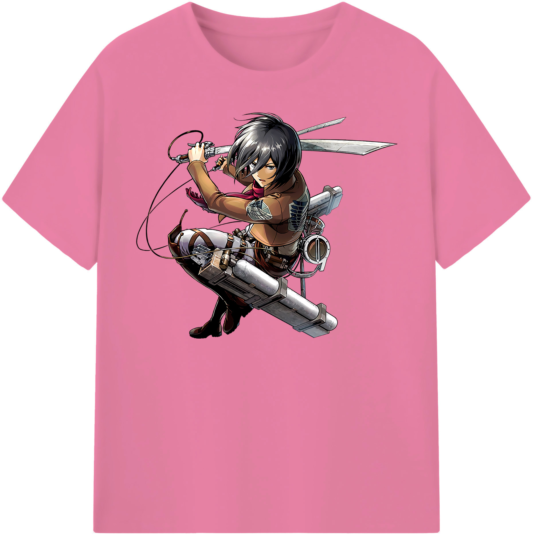 （画像用） 進撃の巨人 ミカサ·アッカーマン Attack on Titan Mikasa Ackerman 綿100％半袖Tシャツ（フロントプリント）
